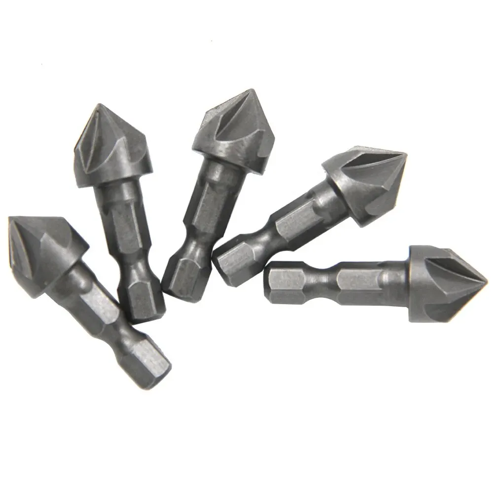 

2 шт. 1/2 шестигранный хвостовик с пятью лезвиями и потайной головкой 12,5 мм 5 шт. деревообрабатывающий открывалка для отверстий точечный набор сверл для снятия заусенцев