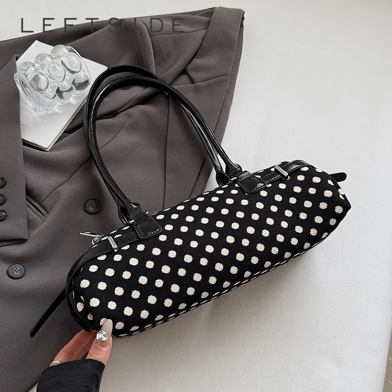 

LEFTSIDE Small Dot Design PU Leather Shoulder Bags For Women 2025 Y2K Fashion Trend Underarm Bag Females Handbags Tote Bag