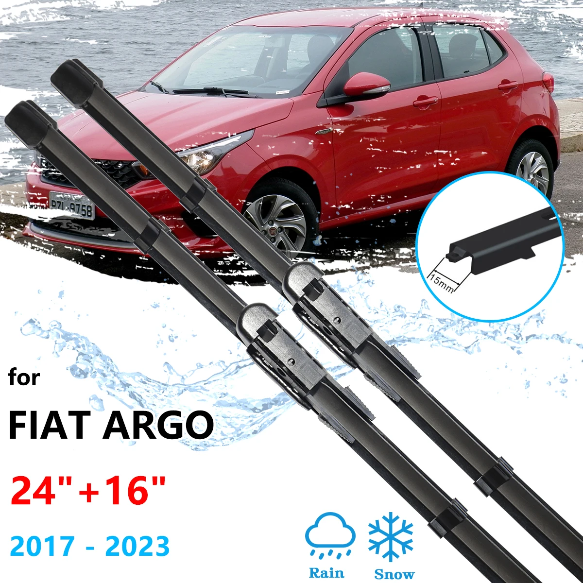 2x For Fiat Argo 2017~2023 Wiper Blades Cutter Rubber Strip Refill Window Windshield Windscreen Brushes Car Washers Accessories