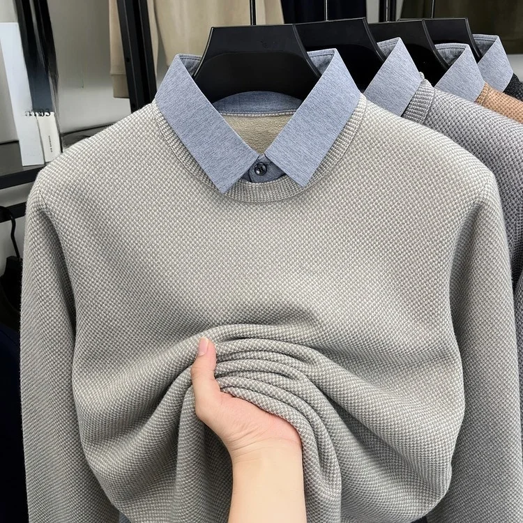 

Мужской зимний теплый свитер с воротником-стойкой и флисовой подкладкой, модный, повседневный, из вельвета, новинка