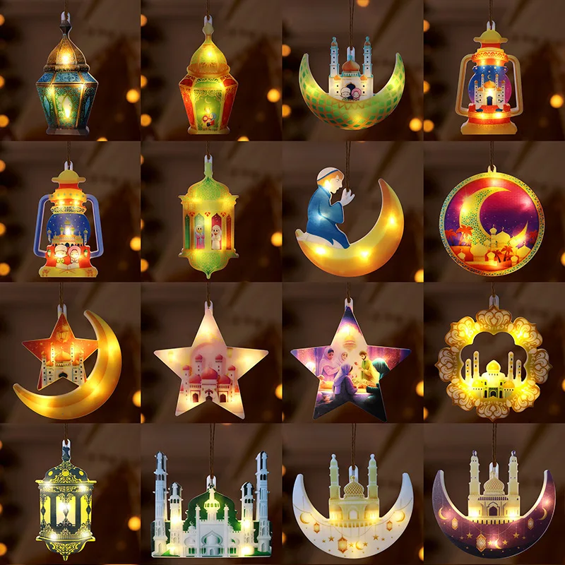 Moon Star Window Curtain lamp 8 Lighting Modes Timer Function for Ramadan Islamic Mubarak string light EU Plug Eid Party Decor