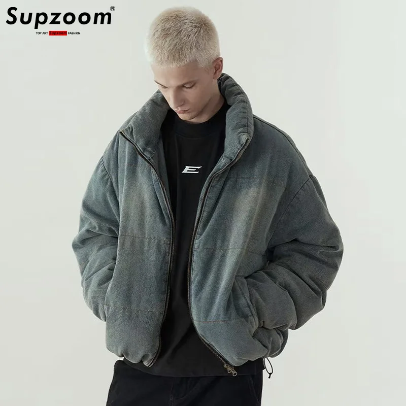 Supzoom New Arrival Top Fashion Bread Suit Winter Denim Warm Cotton Couple Cold Clothes Casual Mens Jackets And Coats