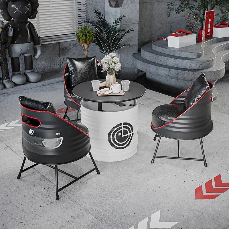 Negozio di tè al latte caffetteria Internet celebrità combinazione tavolo e sedia bar lounge stile industriale retrò creativo olio di ferro battuto dr