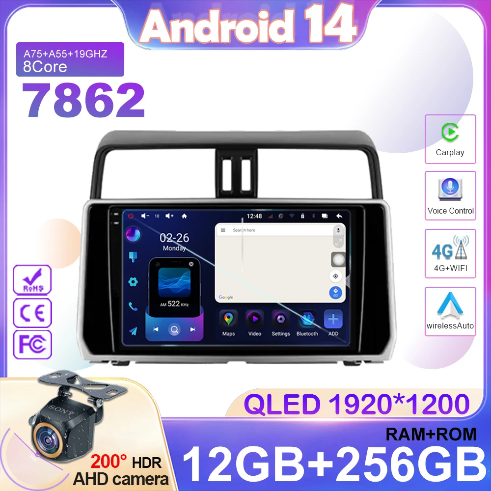 

Android 14 For Toyota Land Cruiser Prado 150 2018-2022 Stereo Navigation Multimedia Screen Autoradio Head Unit Carplay 2 Din DVD