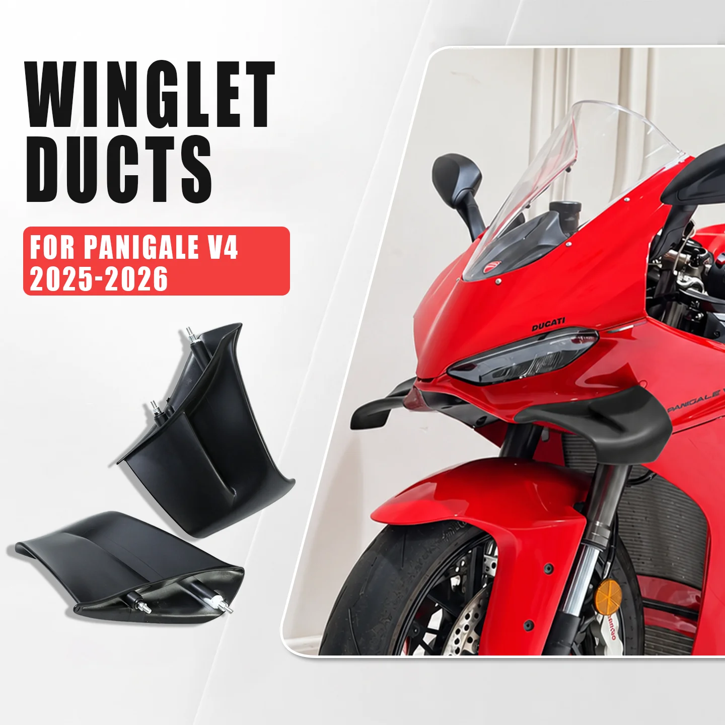 For Ducati Panigale V4 2025 2026 ABS Aerodynamic Side Ducts Winglet Spoiler Fairing Cover Guard Racing Modified Accessories