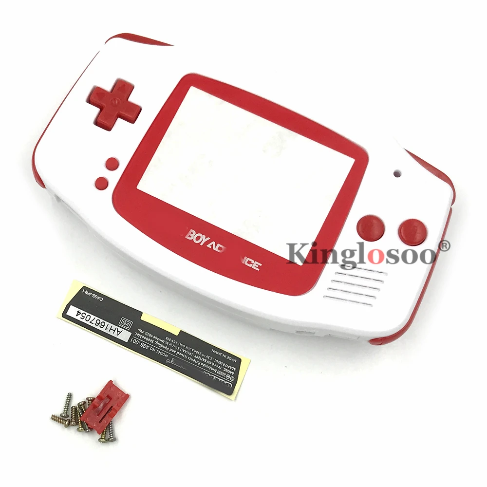 Red white full housing cover replacement kit for GameBoy Advance GBA console shell case with glass screen lens