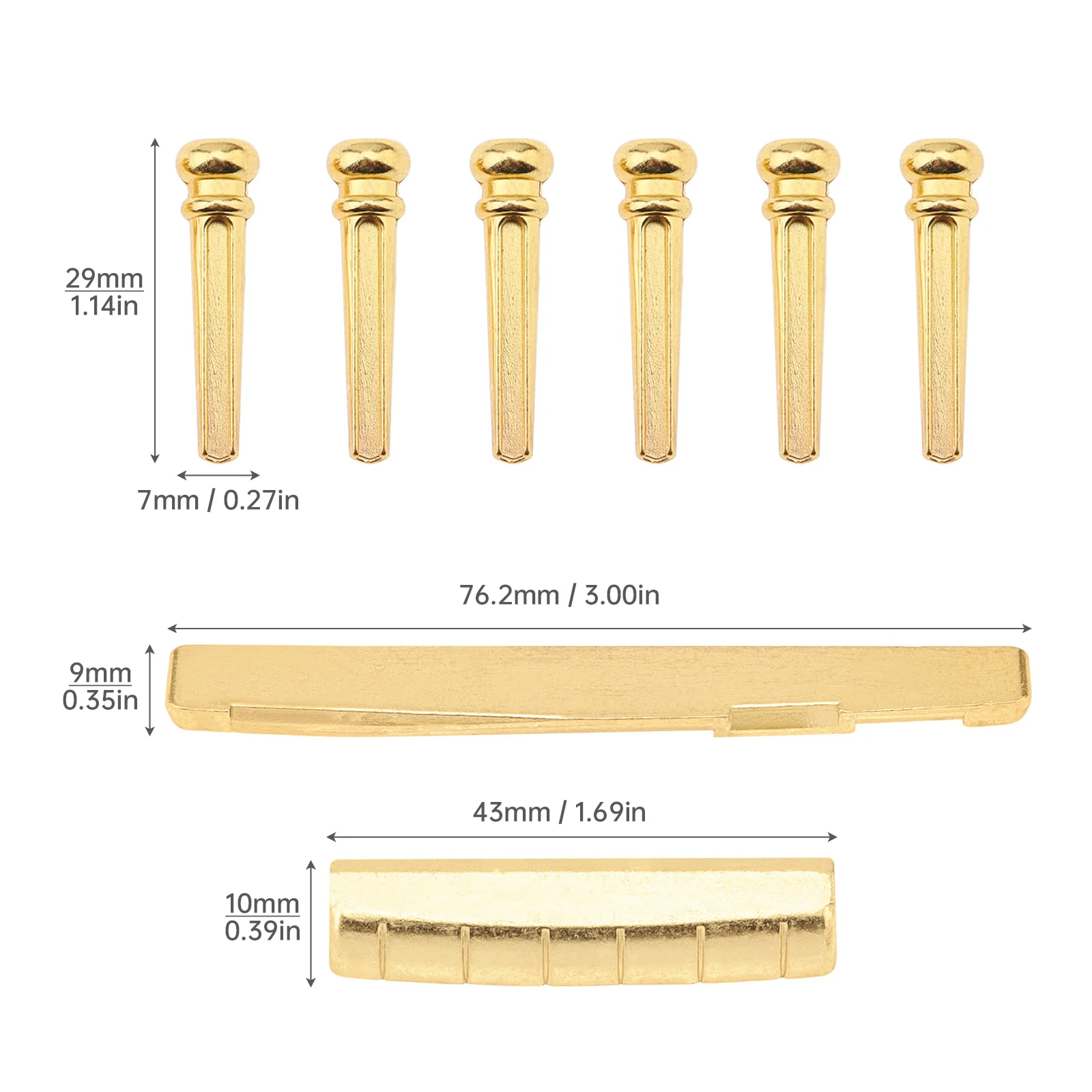 Guitar Bridge Pin 6pcs/lot  Golden Brass Bridge Pins & Bridge Nut Saddle Set for Folk Acoustic Guitar Hot