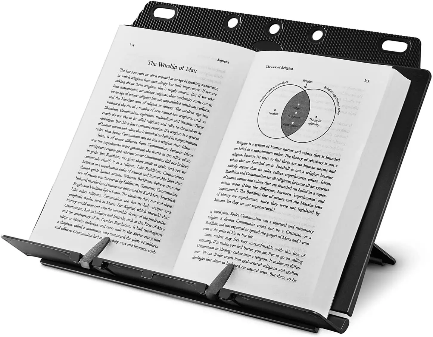 Foldable Book Stand, Collapsible Book Rest for Hands-Free Reading, Cooking, Tablet and Documents, Lightweight Portable (Black)