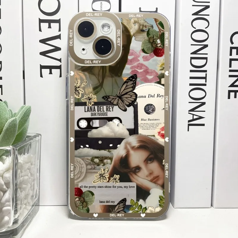 Lana Del Rey Phone Case Telefoon For IPhone 14ProMax 13 14 12 11 Pro Max Mini Transparent Angel Eyes Cover