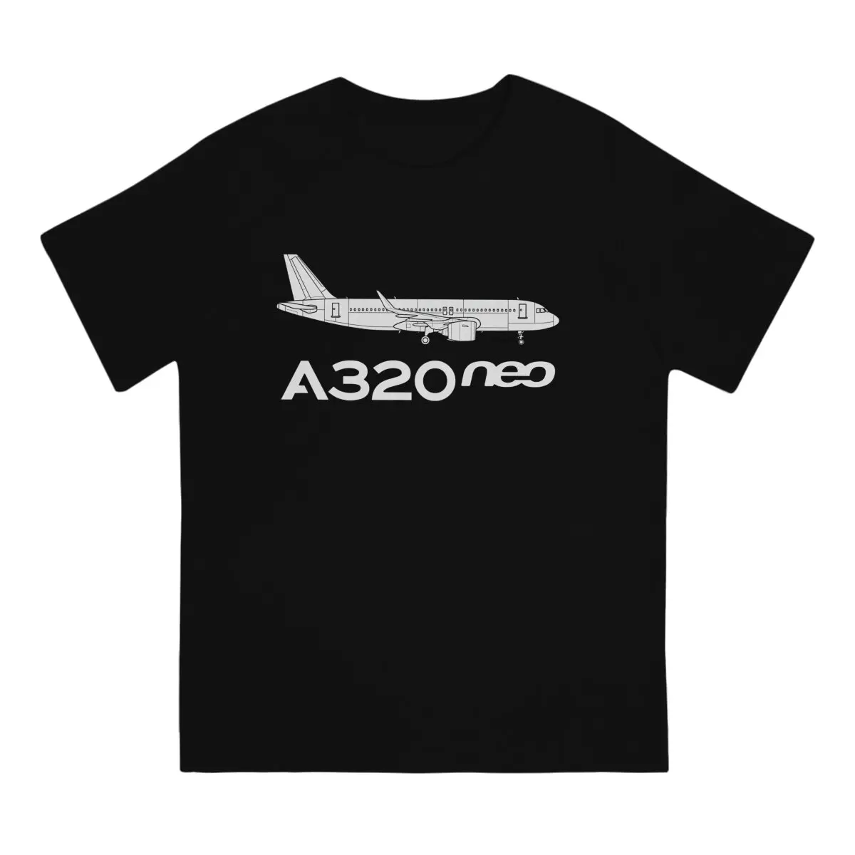 Airbus Creative TShirt for Men A320 neo Black Outline Round Collar Basic T Shirt Personalize Gift Clothes Streetwear