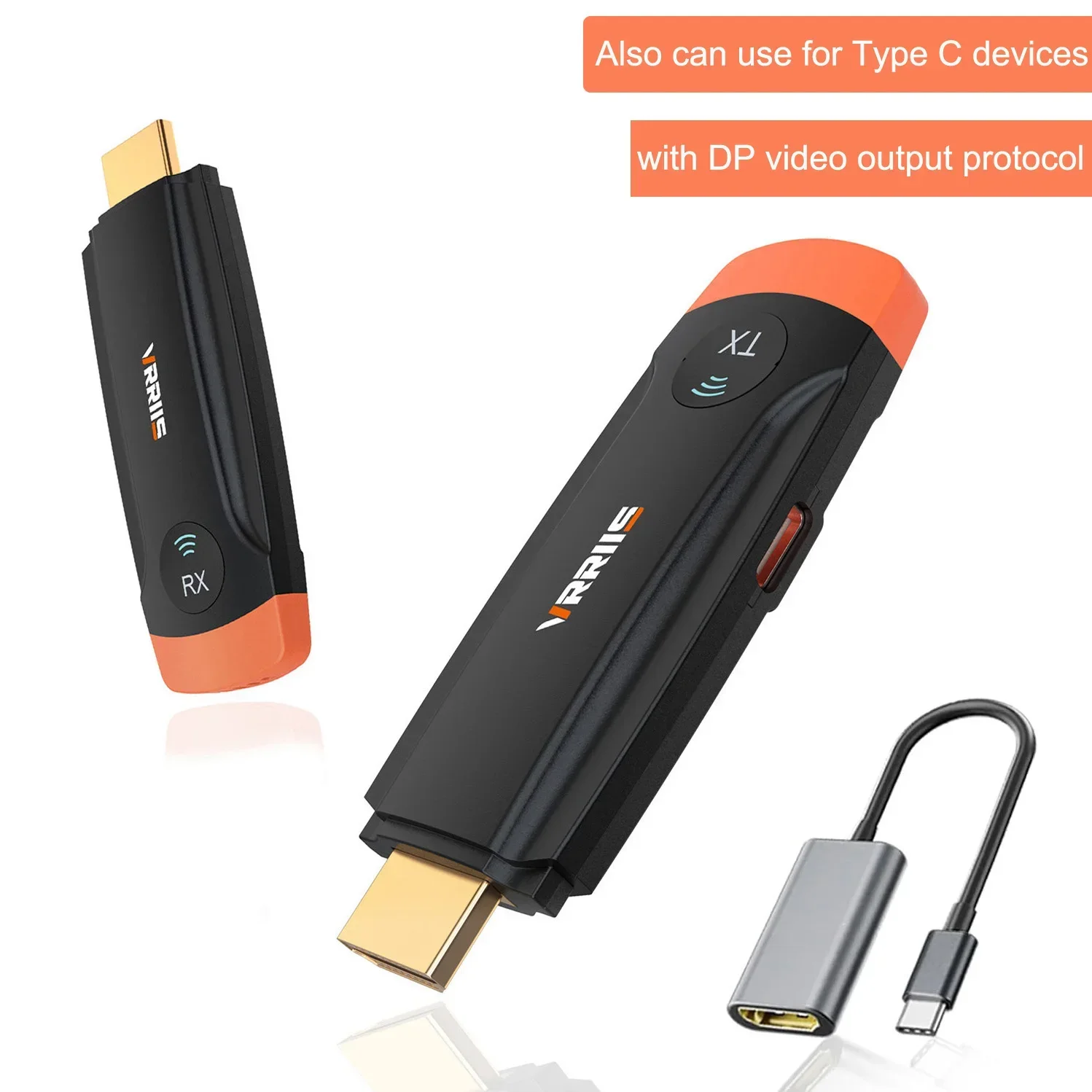 

Type C Wireless HDMI Extender Video Transmitter Receiver Display Adapter for Iphone 15 Macbook Laptop PC Camera To TV Projector