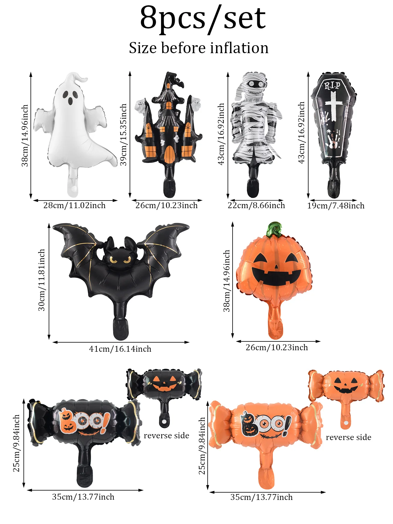 8-teiliges Halloween-Folienballon-Set – Ideal für Halloween-Partydekorationen, gruselige Themenpartys, Heimdekoration, festliche Atmosphäre – Detail 1
