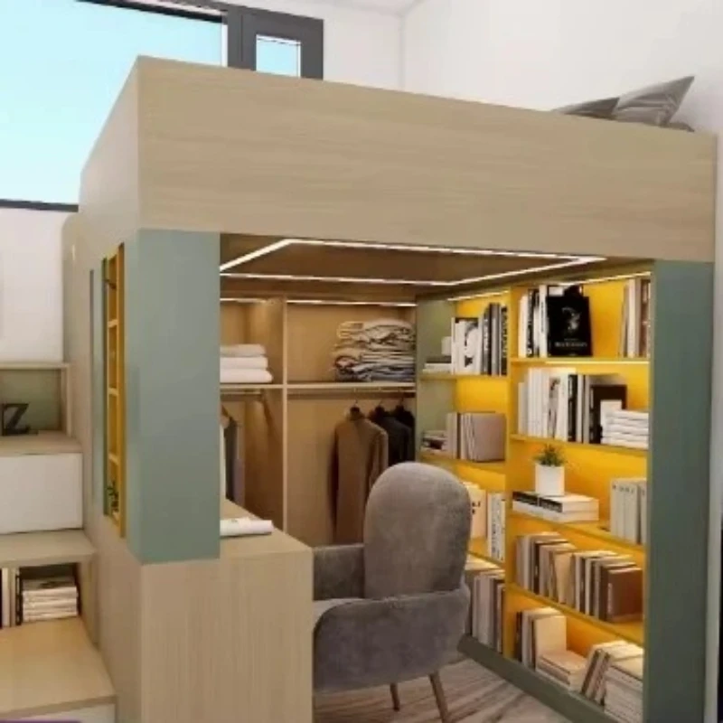 

Apartment Teenage Wood Loft Bed Design High Sleep Beds with Desk and Book Shelf for Adult