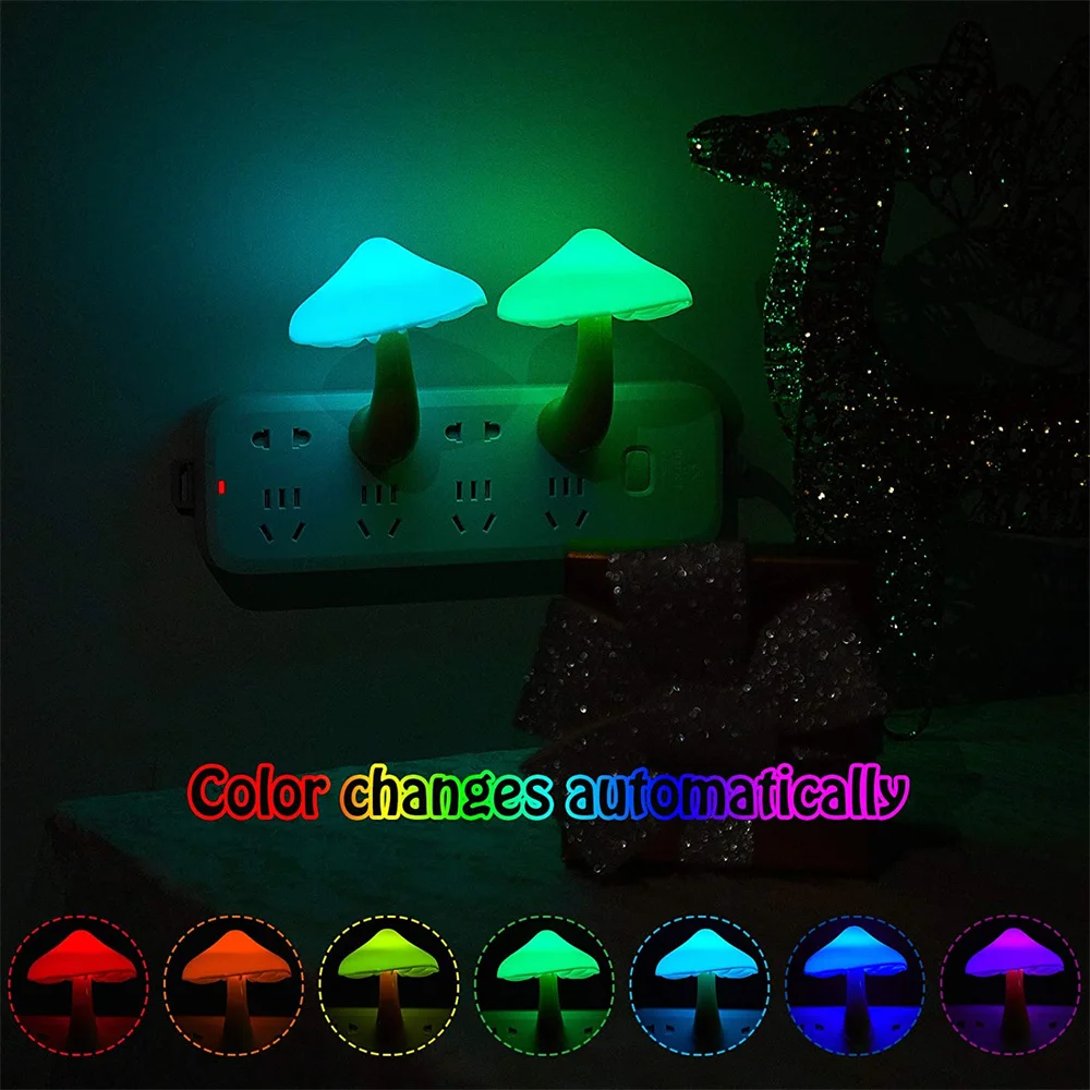 

EU/US Plug Mushroom Mini Nght Lamp & Light Sensor Cute Home Decoration AC100-240V Gifts for Kids,Girlfriend