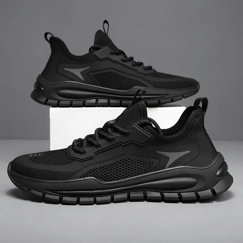 Men's Sports Shoes 2024 Breathable Mesh Comfortable Running Shoes Lace Up Soft Sole Sweat Absorbing Outdoor Fitness Men's Shoes