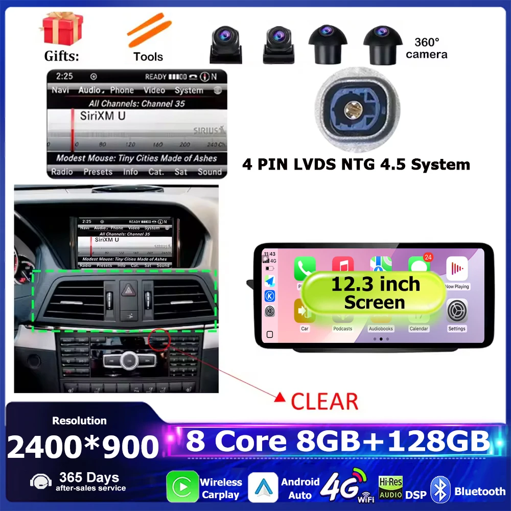 Android 16 Voor Mercedes Benz E Klasse C207 W207 A207 2009-2016 Autoradio Multimedia Stereo GPS 4G Draadloze CarplayPlayer WiFi
