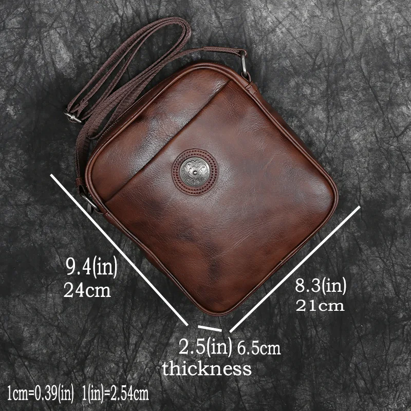 Imagem -06 - Bolsa de Ombro de Couro de Vaca Bolsa de Couro Masculina Nicho Casual Simples Mochila Tendência Vertical