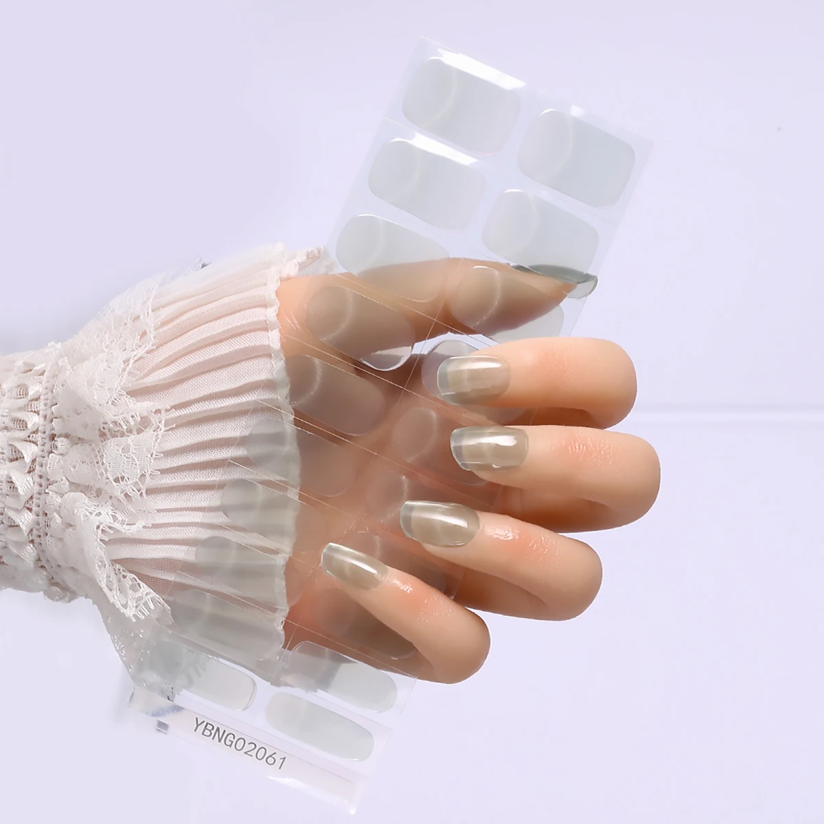 20 Tips Semi-Cured Gel Nail Strips Long Lasting Work with Any UV Lamp DIY for Salon Manicure Sticker With Wooden stick&Nail File