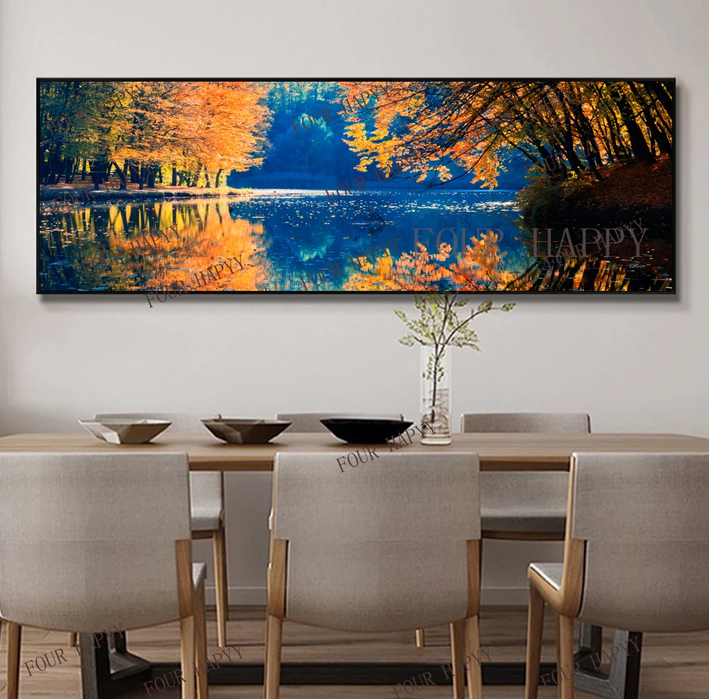 

Алмазная живопись 5D «сделай сам», большая Настенная картина с изображением леса на берегу, озера, пейзажа, круглая вышивка, домашний декор