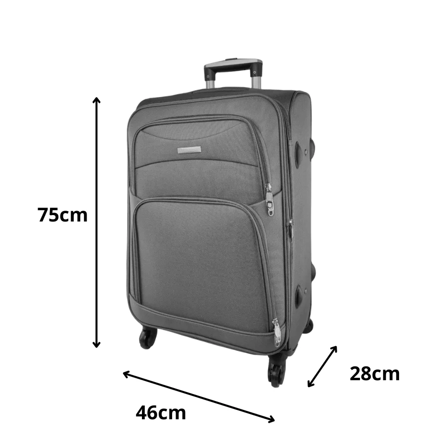 Large Canvas Travel Suitcase 75x46x28 cm, 4 Rotating Wheels 360 °, Safety Code, Light and Compact-Dorrego