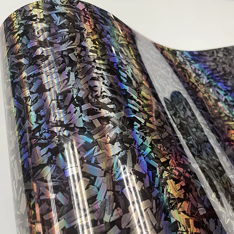 2025 pet brilhante laser holográfico corpo do carro laser forjando rolos de envoltório de vinil de fibra de carbono para carro