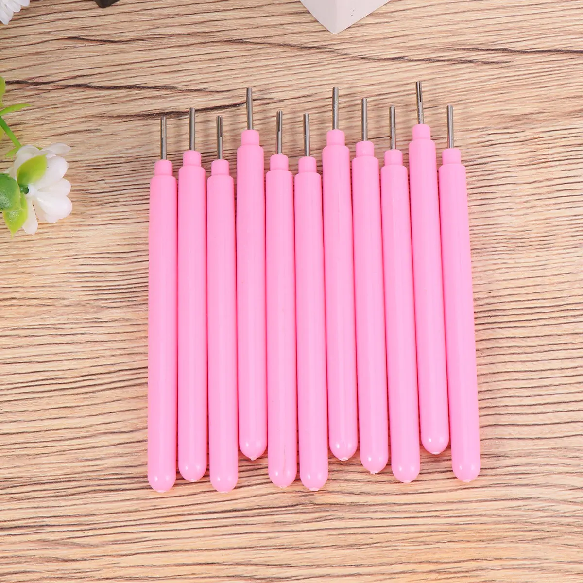 10Pcs Paper Quilling Ramified Pens Light Pink Metal Plastic DIY Papercraft Tools Comfortable Handle for Women
