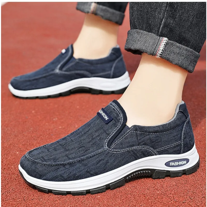 2025 дышащая мягкая парусиновая обувь, мужская уличная повседневная обувь, модная универсальная обувь без шнуровки для вождения, мужские лоферы, мужские кроссовки