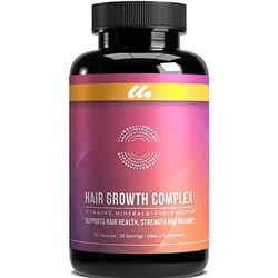 Hair growth vitamin -60 capsules, a natural thickening product containing biotin and zinc - hair supplement