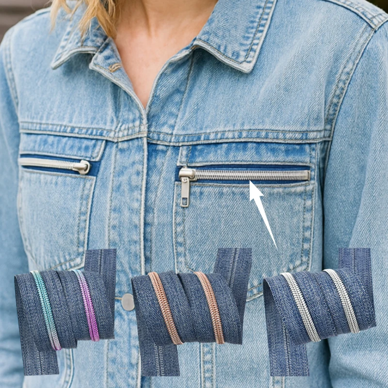 

2/5/8/10M Meetee 5# Nylon Zippers Tape At The Meter Garment Coil Zipper Roll for Bags Continuous Zips Sewing Zip Repair Kits