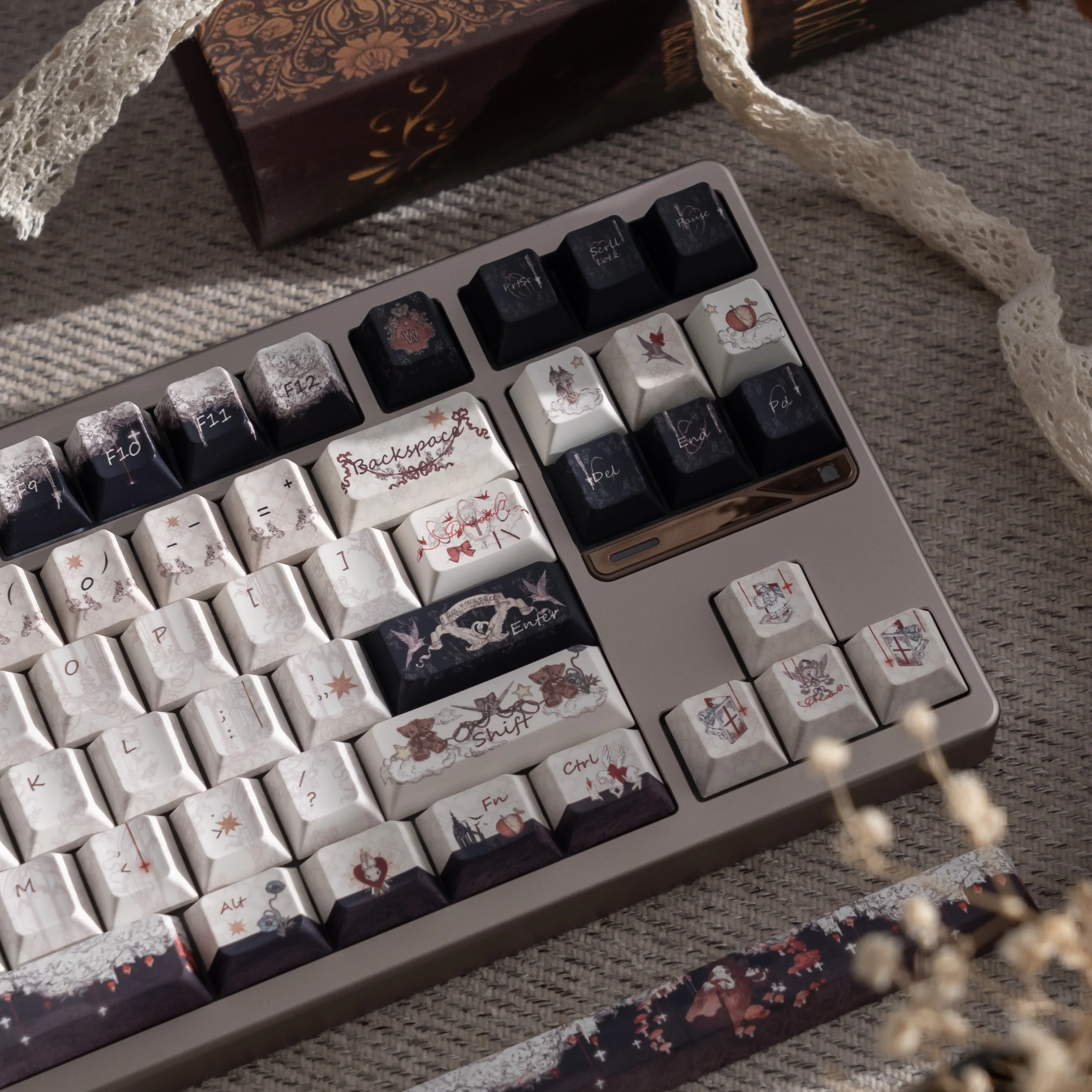 

Mysterious Doll Theme Keycap Cherry Profile 139 Keys PBT Thermal Sublimation Retro Aesthetic Keycaps for Mechanical Keyboard