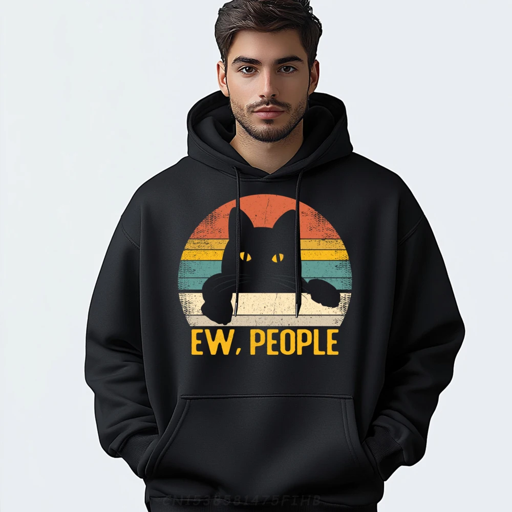 Ew People Black Cat Retro Funny Free Shippping Items Lowest Prices Classic Anime Sweatshirts Man New In Sweatshirts