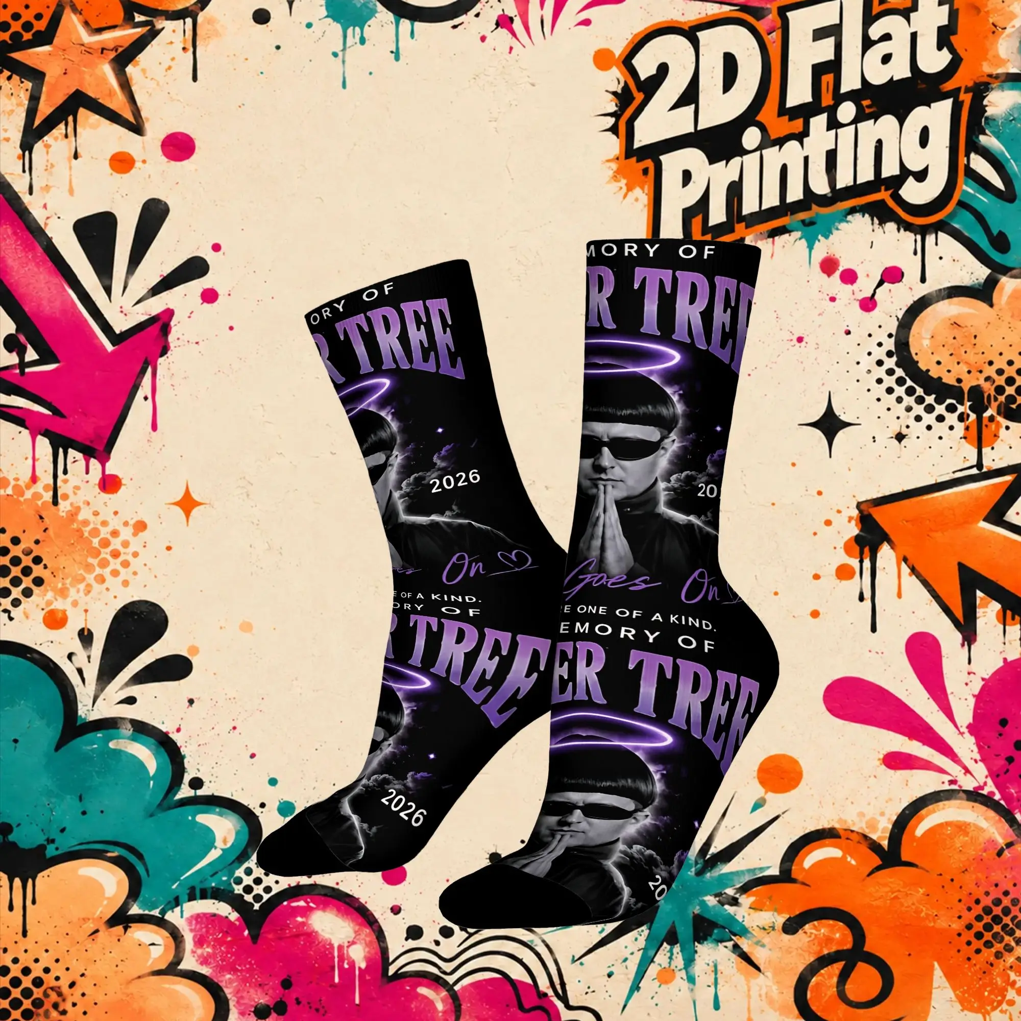 Oliver Tree Retro  Street Style Novelty Seamless Crew Winter Sock Sports Socks