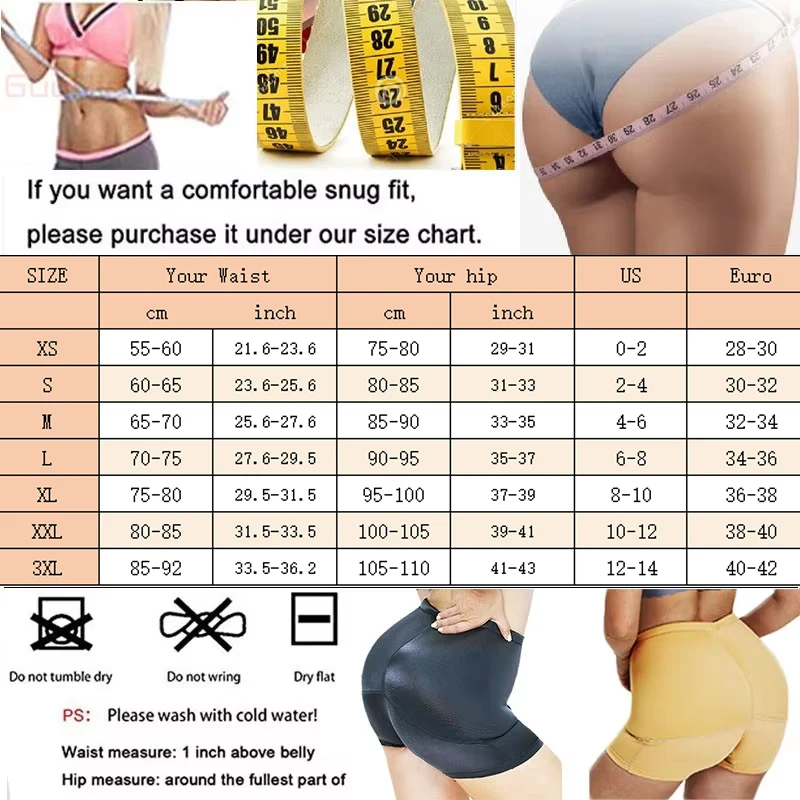 Guudia acolchoado quadril bunda levantador calcinha não-remotável almofada corpo shaper calcinha shapewear de quadril para bunda realce hip levantador