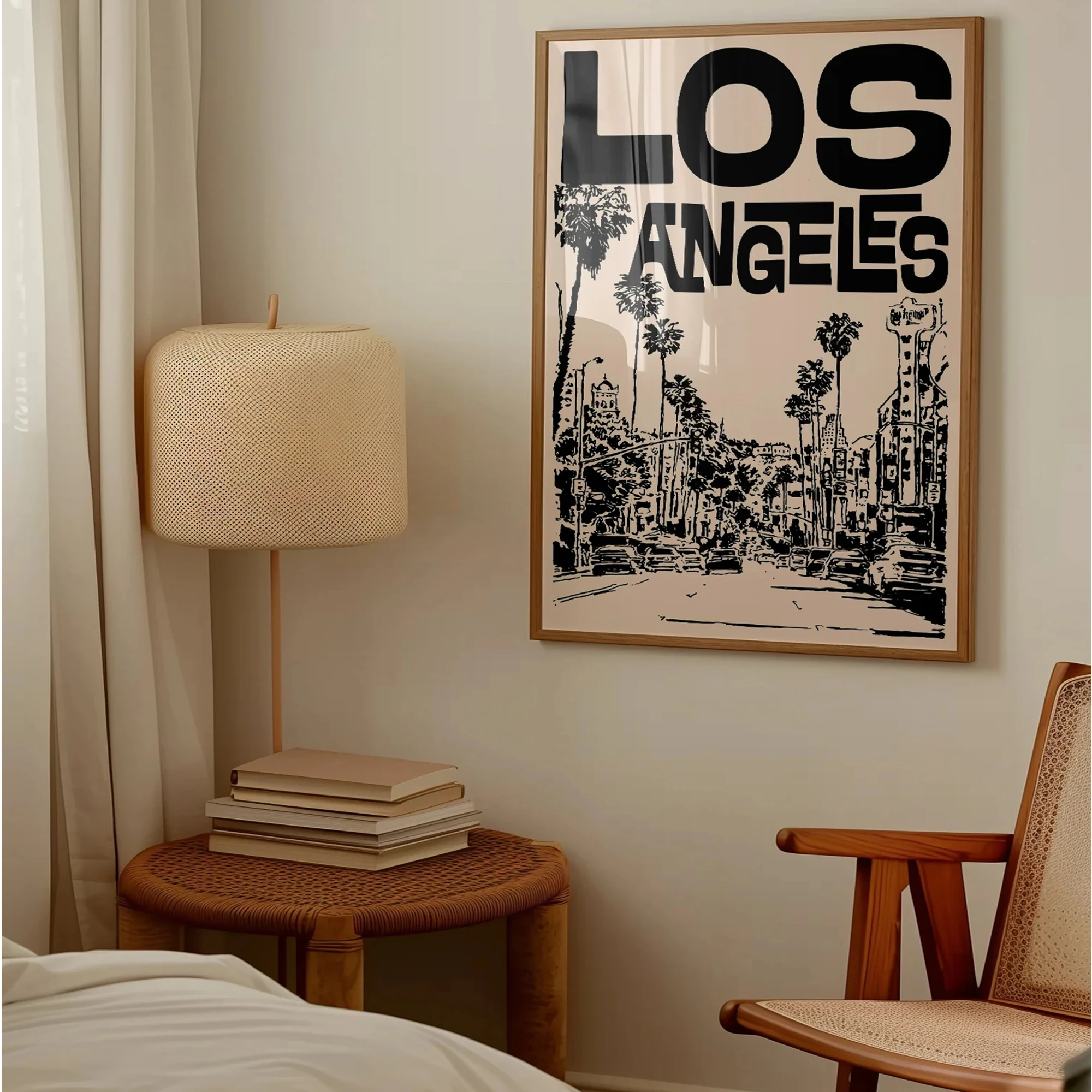 Modern Black And Cream Los Angeles TravelWall Art Print Canvas Painting Poster Picture For Living Room,Bedroom Home Decor