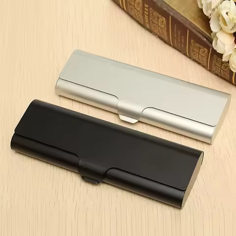 1Pcs Slim Matte Hard Metal Spectacles Glasses Protection Black Silver Eyeglasses Case Travel Portable Holder Box Gifts