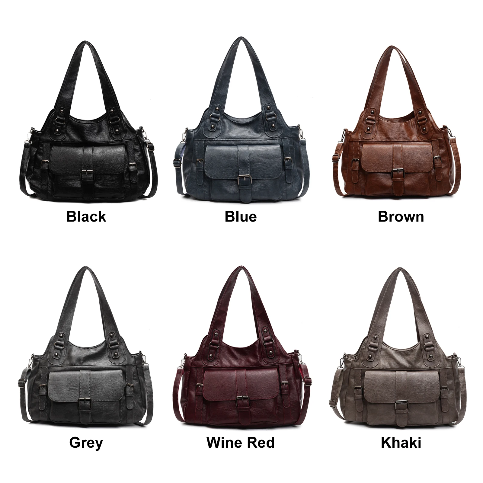 

Women Solid Color PU Shoulder Bag Crossbody Bag Underarm Bag Large Capacity for Travel Shopping Daily Use