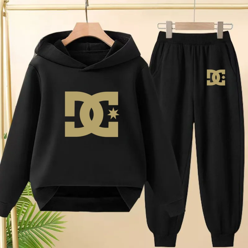 

Children's Pullover black Coat Hoodie Sweatshirt Top + Pants Boy Girls Toddler 3-12Yrs Clothes Casual Sports Jogging Fashion Set