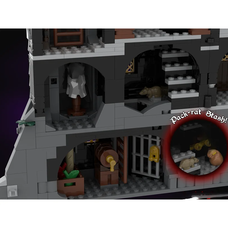 ปราสาทยุคกลางรุ่น Moc อาคารอิฐสีดําเก็บชุดอาคารเทคโนโลยี Modular Block DIY ของเล่นคริสต์มาสวันหยุดของขวัญ