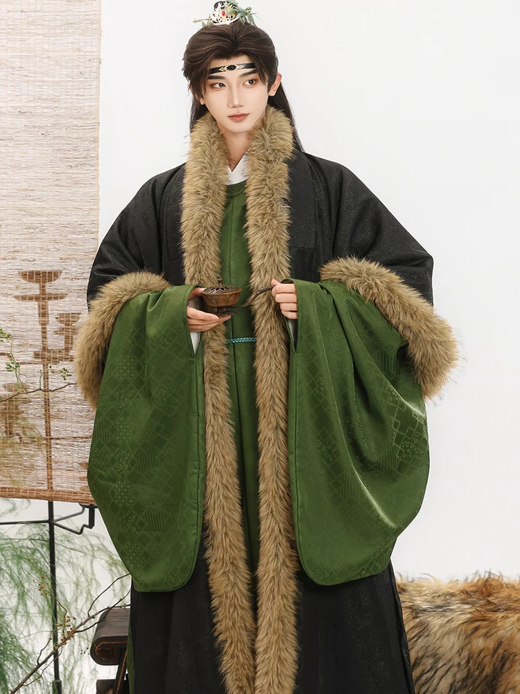

Warm Woolen round Ne Hanfu for Men Winter Sle Ming Dynas Sle Embroidered Robe Traditional Chinese Clothing Yan Autumn