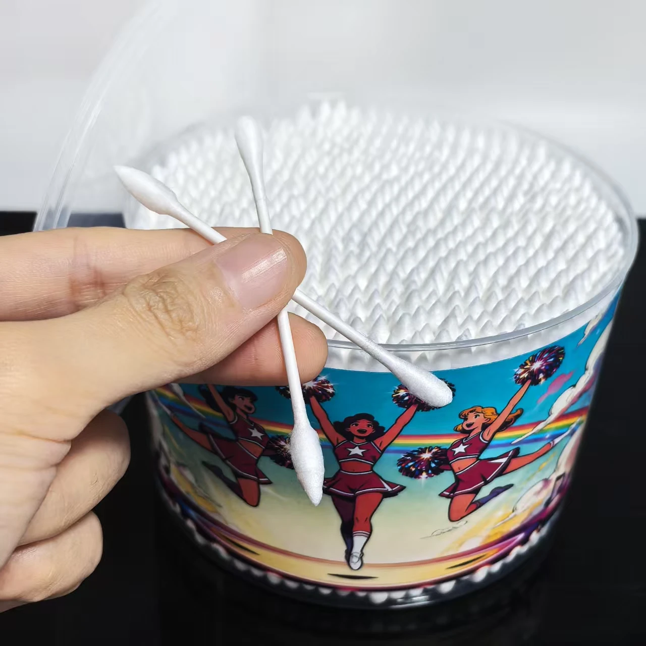 500개 창의적인 치어리딩 테마 면봉, 성인 및 일상 청소용 이중 끝 멀티 목적 면봉