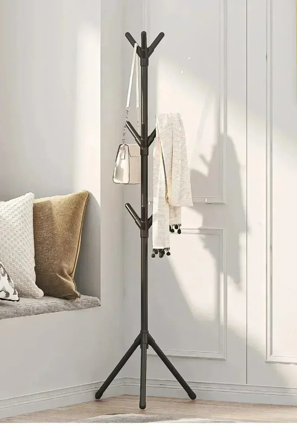 Mobile Floor Standing Multi Hook Clothes Rack Tree Branch Shape Coat Hanger For Home Living Room Bedroom Clothing Storage