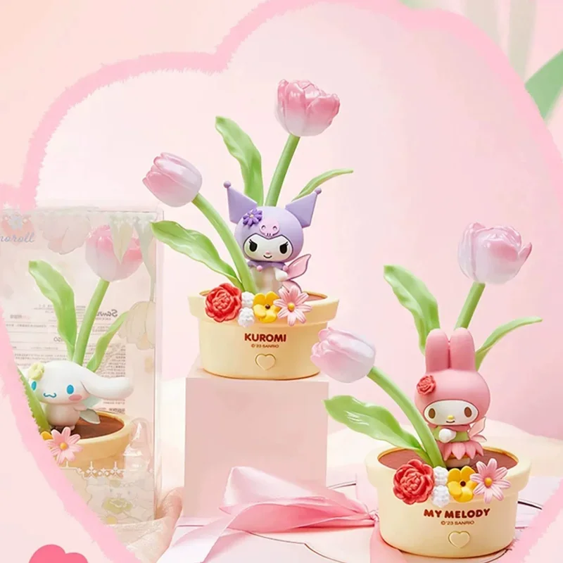 Miniso Flower Fairy Series Night Light Cinnamoroll Action Figure Home Ornament Collection Custom Decoration Kids Birthday Gifts