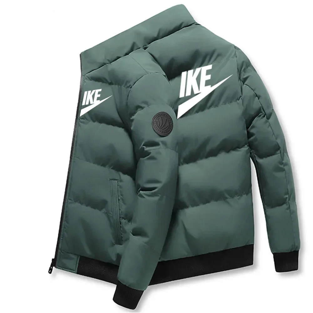 New Men's stand-up collar warm jacket for autumn and winter, outdoor fashionable windproof zipper men's cotton-padded jacket