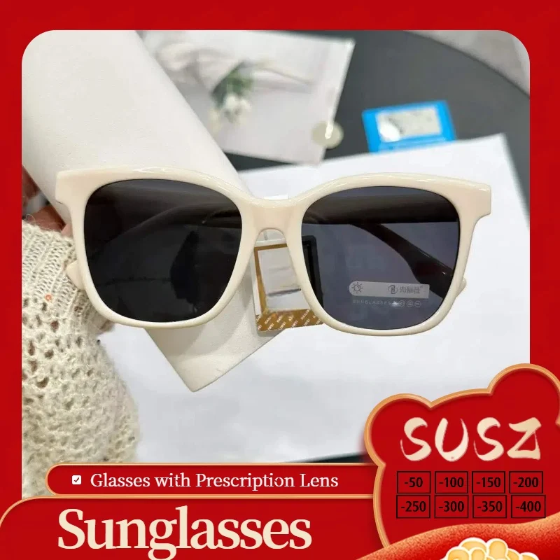

SUSZ Women Round Myopia UV Protection Sunglasses Trendy Colored Prescription Glasses For Summer Beach Travel Driving Shopping