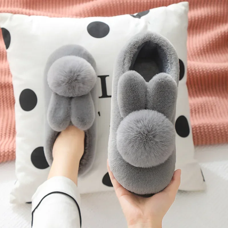 Slippers women shoes Thick bottom anti slip Plush insulation Lovers Cute Home warm slides women zapatos de mujer