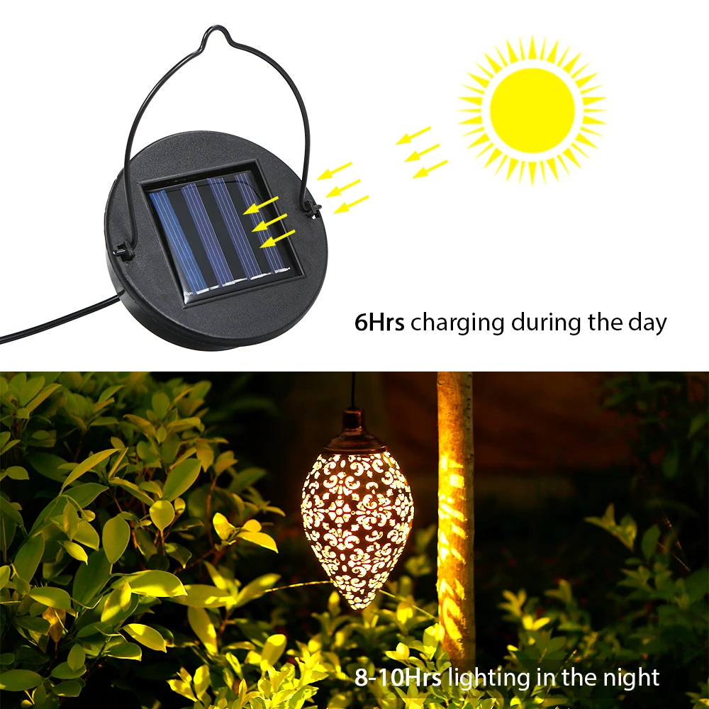 Luz LED Solar colgante para exteriores, guirnalda de luces de hadas, linterna impermeable para jardín, lámpara Solar, decoración