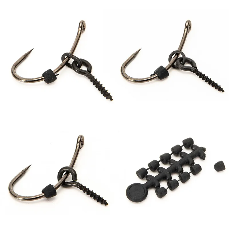 50pcs Rubber Beads for Carp Fish Hook Carp Fishing Accessories Fish hook Stoper 20pcs Fishing Boilie Screw Chod Rigs