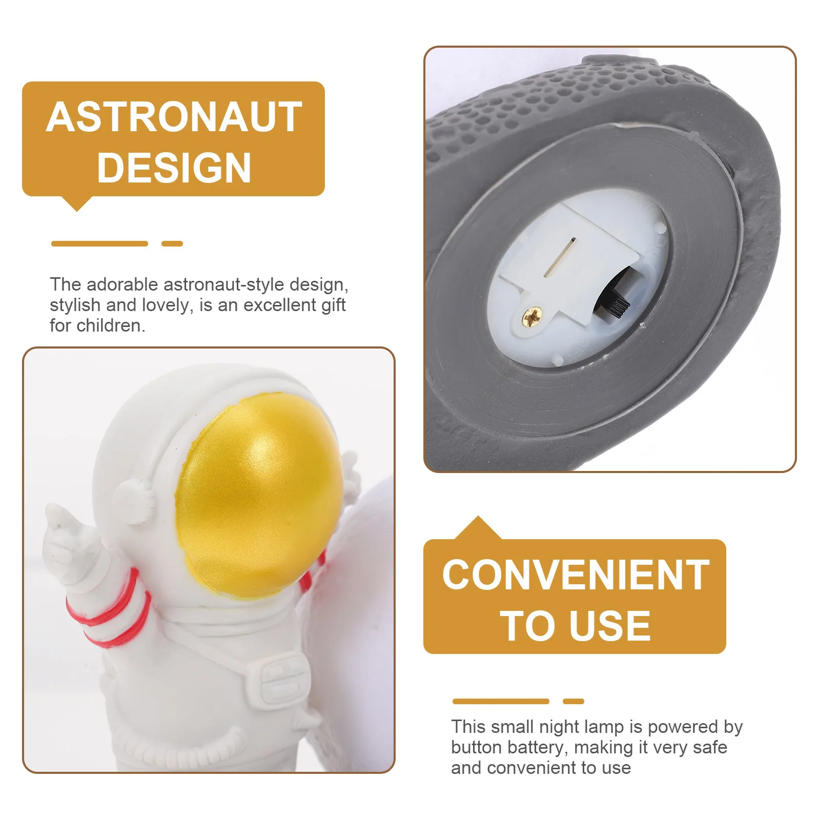 1 قطعة مصباح ليلي صغير لرائد الفضاء من الراتنج على شكل رجل فضاء لتزيين سطح المكتب ضوء ليلي لغرفة المنزل والمكتب #2