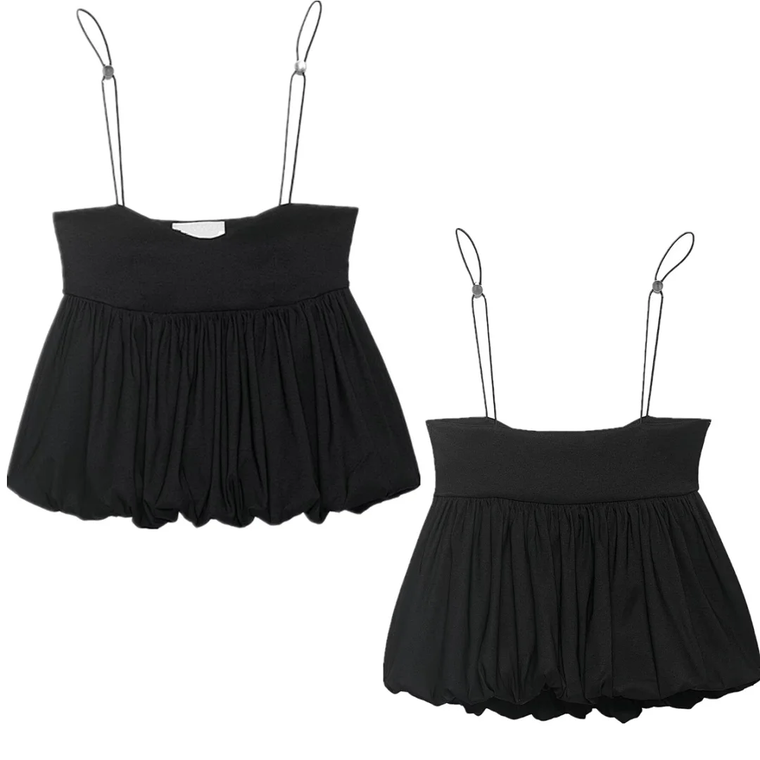 

Maxdutti Summer Strapless Shirts & Blouses Women's Clothes Shirts Cropped Tops Beach Holiday Sexy Pleated Camisole