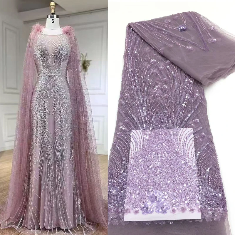 

2025, роскошная французская сетчатая кружевная ткань с вышивкой бисером, африканская нигерийская кружевная ткань с блестками для свадебного платья, швейный материал